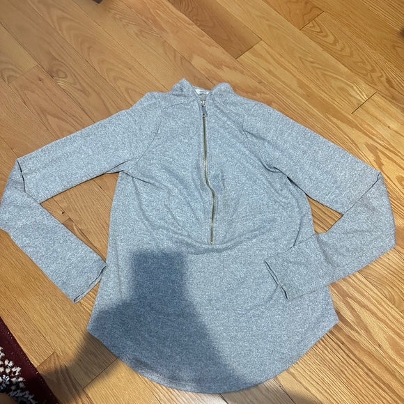 Gold-zip long sleeve top Grey - Picture 3 of 7